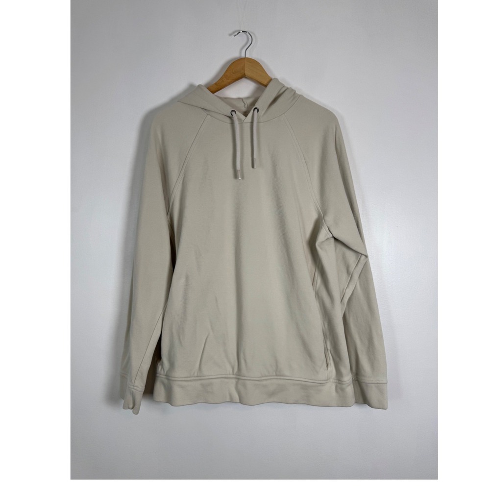 Minimalist FLX Men Large Urban Commuter Hoodie Beige Textured Cotton Raglan